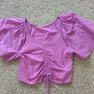 Anthropologie Magenta Ruched Blouse